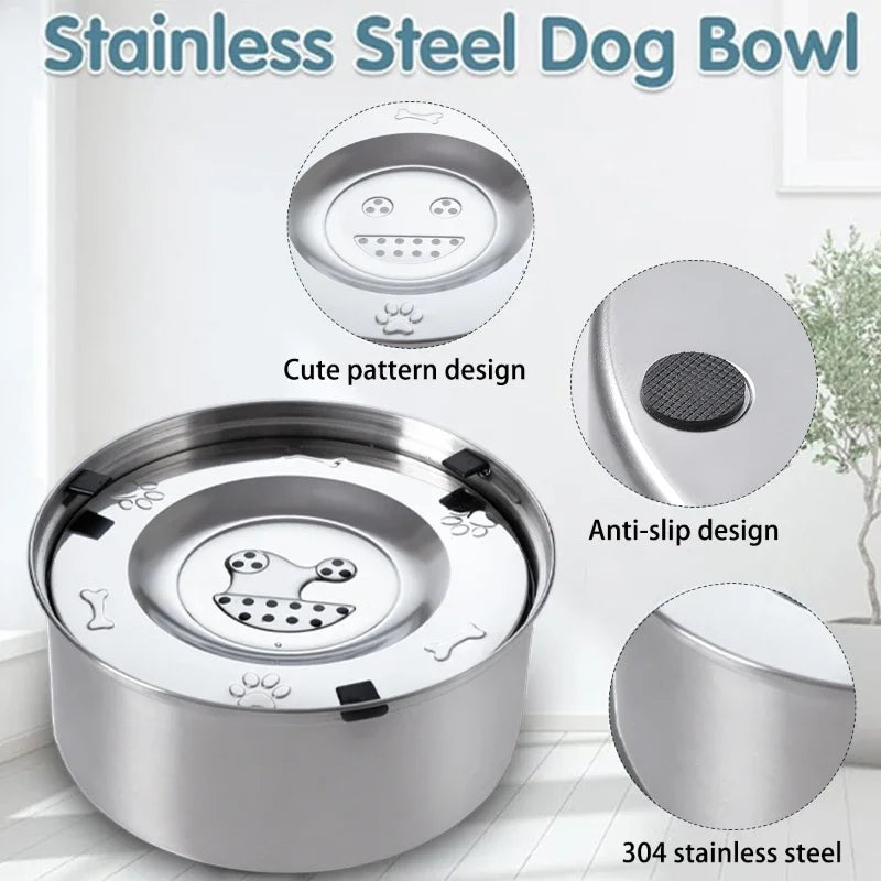 Premium 304 Stainless Steel Splash-Proof Pet Water Bowl | Toto & Co.